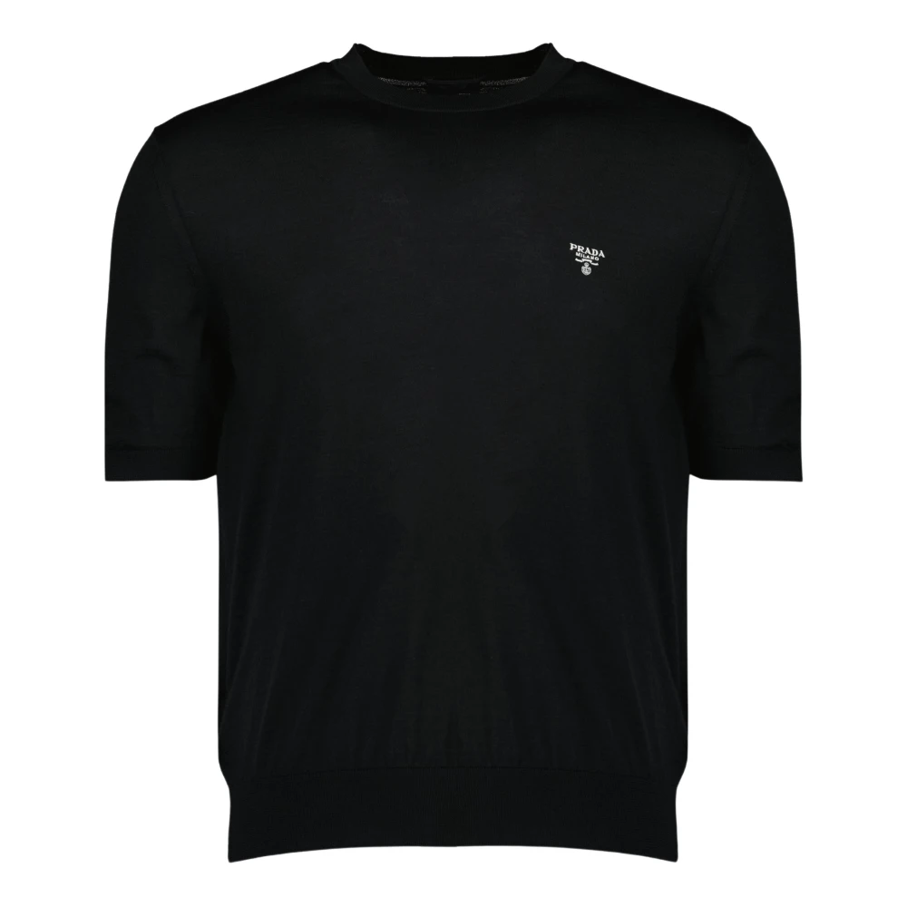 Prada Men's Black Round-Neck Knitwear, S, Round-Neck Knitwear
