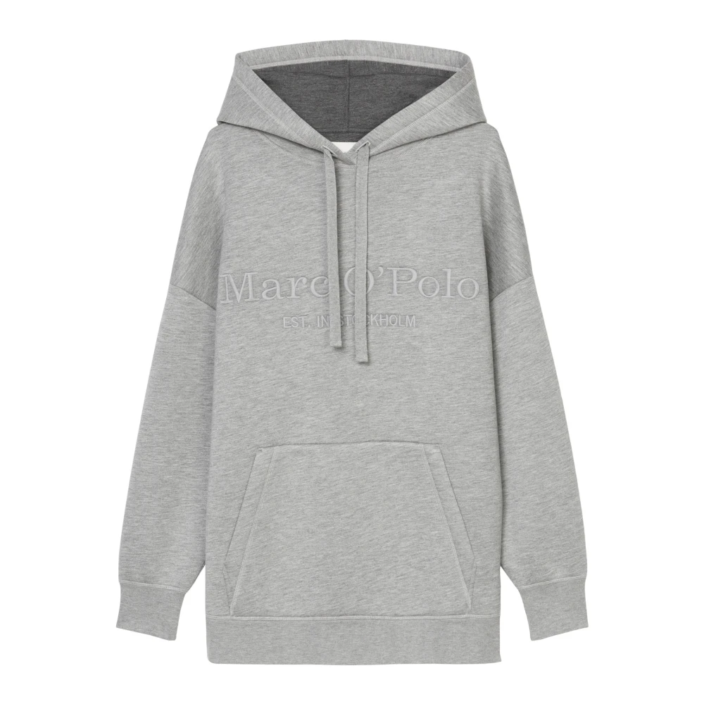 Marc O'Polo Scuba logo hoodie relaxed Gray Dames