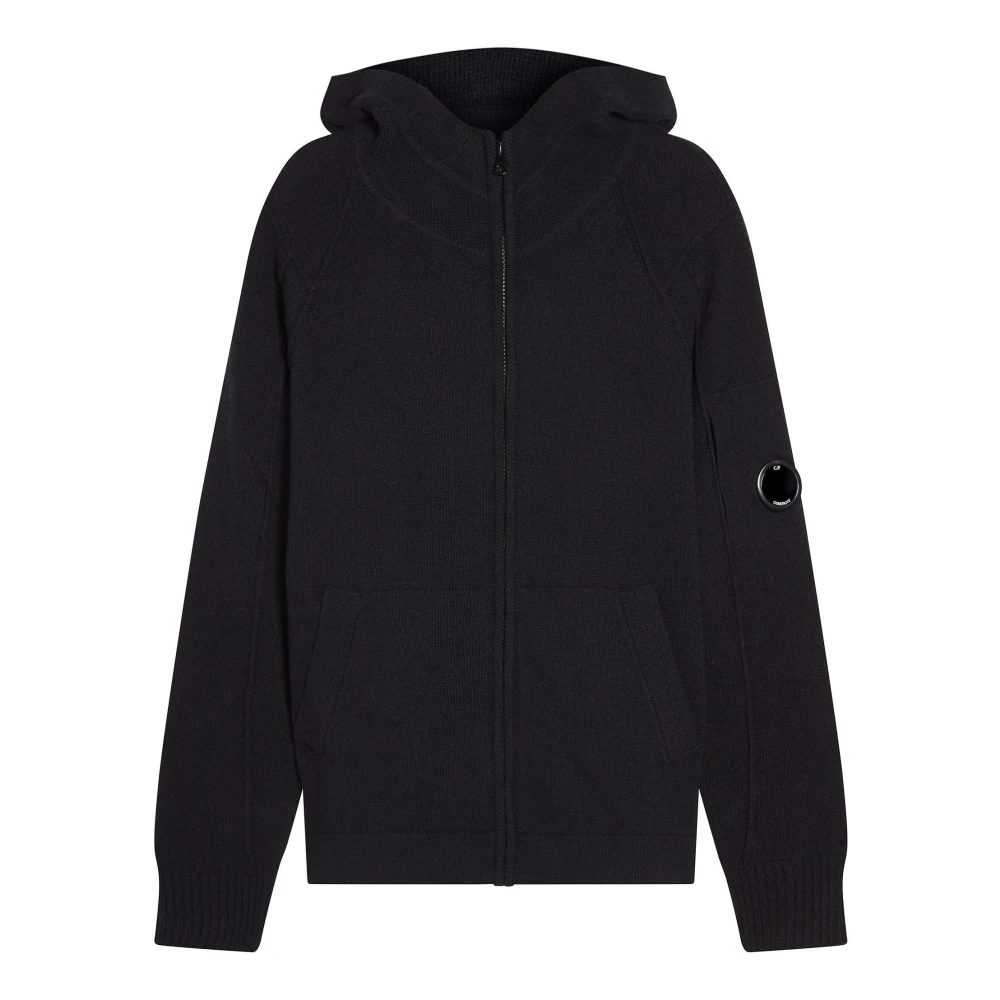 C.P. Company Stickad Dragkedja Hoodie Black, Herr