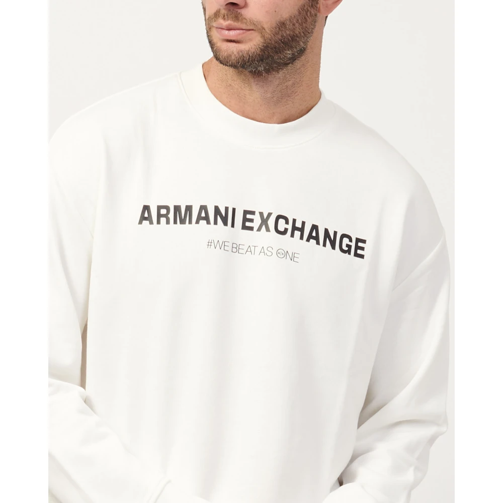 Armani Exchange Biologisch Katoenen French Terry Sweatshirt White Heren