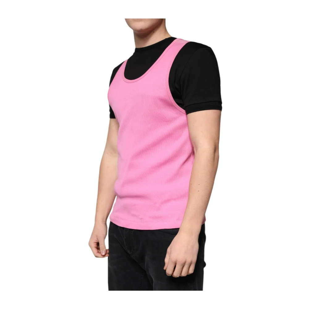 Dolce & Gabbana Roze Geribbelde Tanktop Pink Heren
