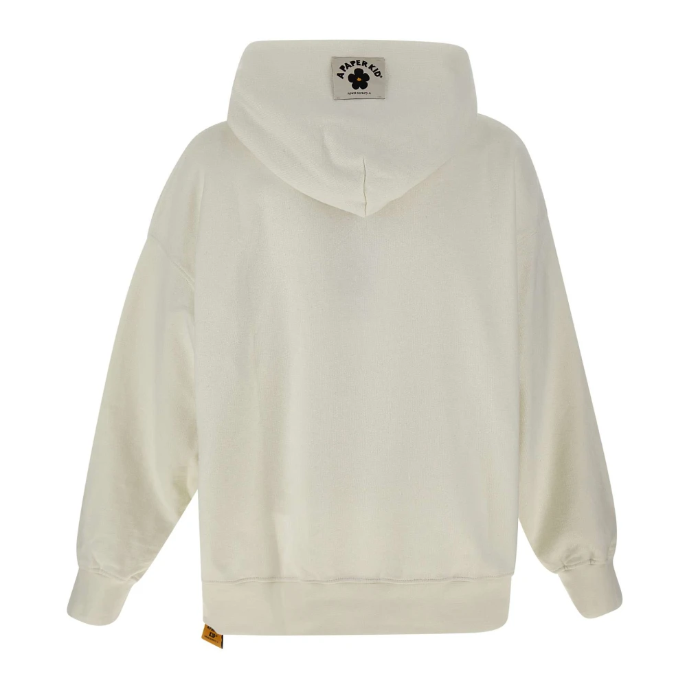 A Paper Kid Witte Katoenen Hoodie met Bloemlogo White Heren