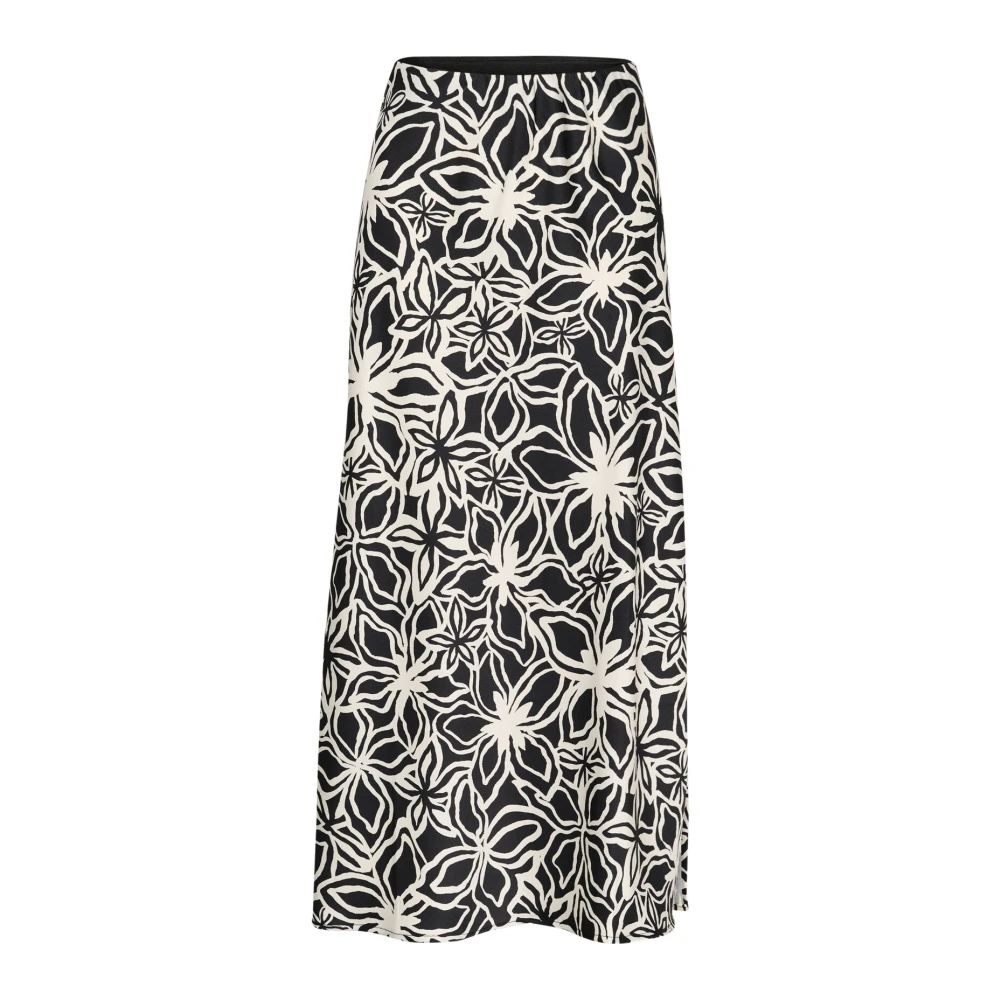 Kaffe Bloemenprint Rok Zwart Beige Black Dames