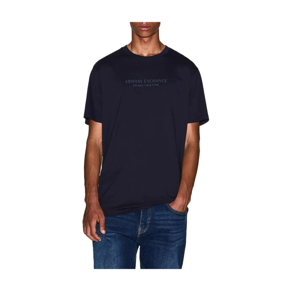 Armani Exchange Hombre Azul - Camiseta De Corte Regular Con Logo - Tops - M