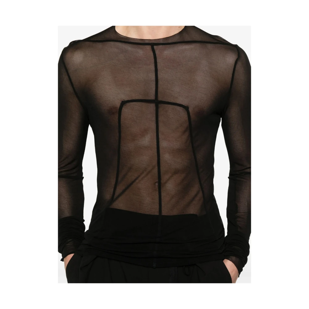 Rick Owens Zwarte Crew Neck Longsleeve T-shirt Black Heren