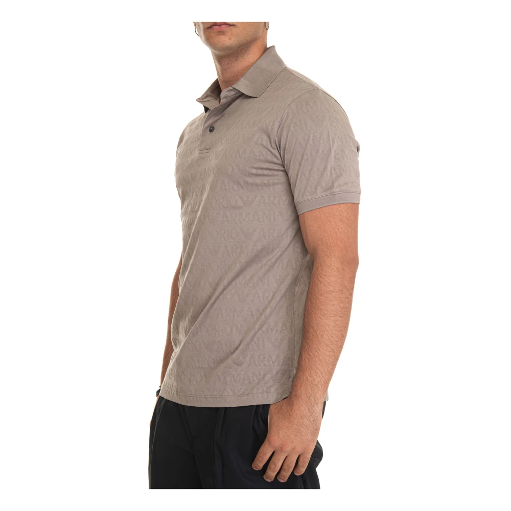 Emporio Armani Polo Shirt met Logo en 3 Knopen Gray Heren