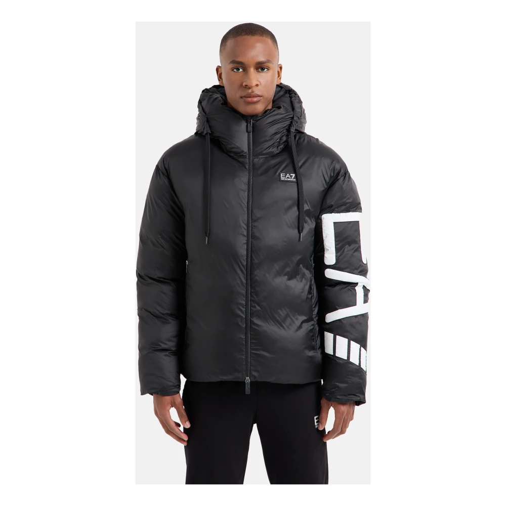 Emporio Armani EA7 Stijlvolle Jas voor Mannen Black Heren