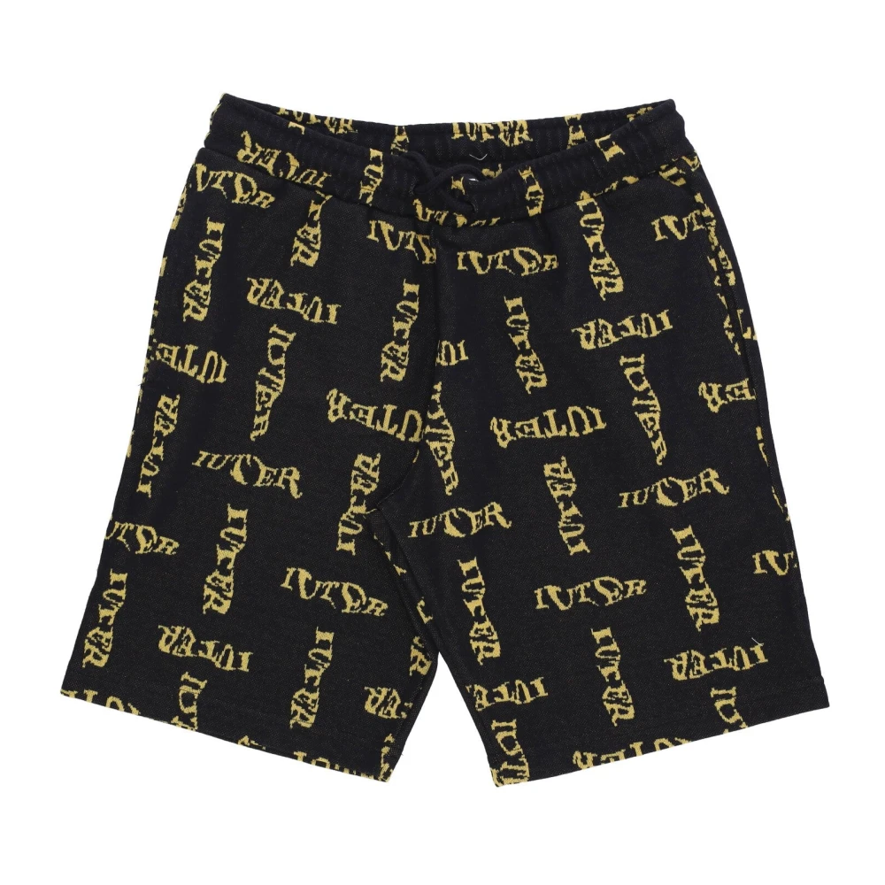 Iuter Men's Black Casual Shorts, Xl, Wavy Jacquard Short Trousers