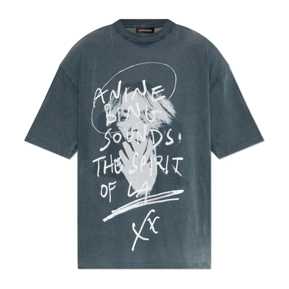 Anine Bing T-shirt met print Gray Dames