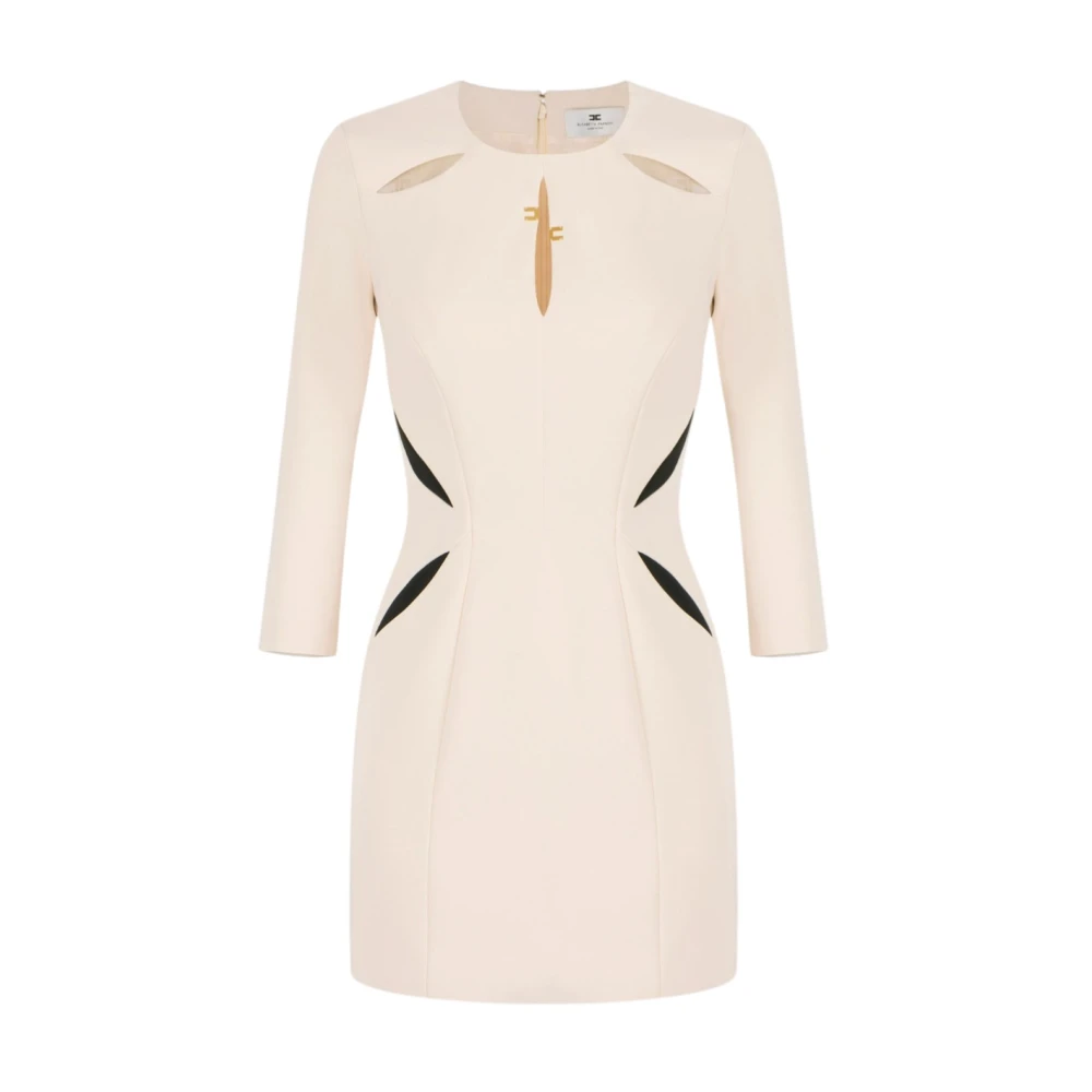 Elisabetta Franchi Women's Beige Mini Dress With Two-Tone Cut-Out - Short Dresses - Xs - Dresses