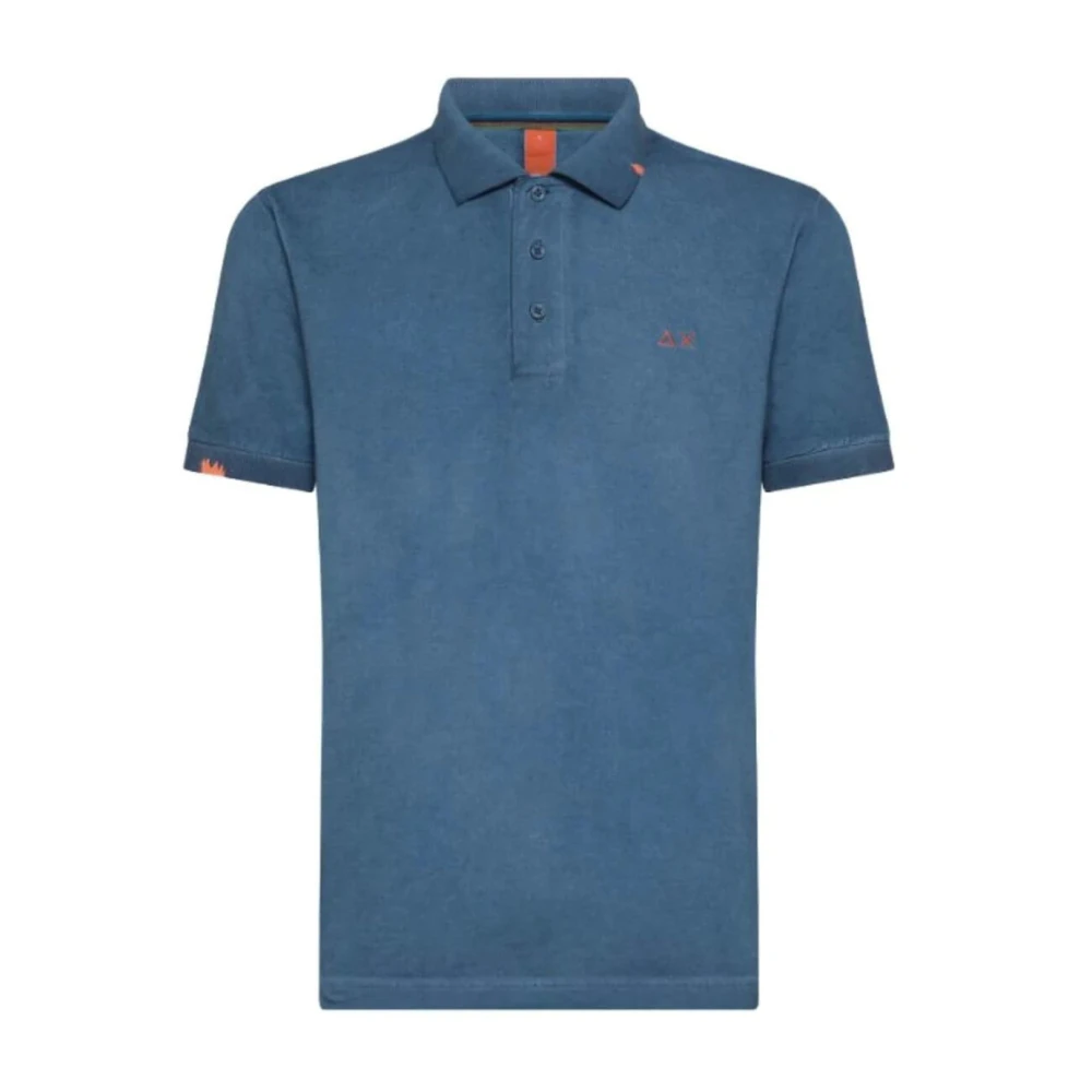 Sun68 Men's Blue Cotton Logo Polo Shirt - Polo Shirts - M - Tops