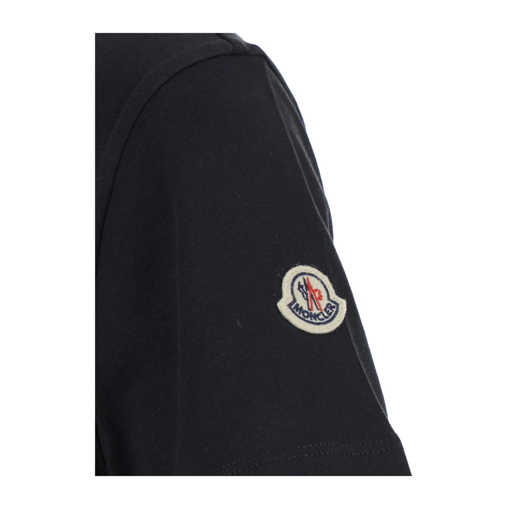 Moncler Zwarte Logo Geborduurd T-shirt Vrouw Katoen Black Dames