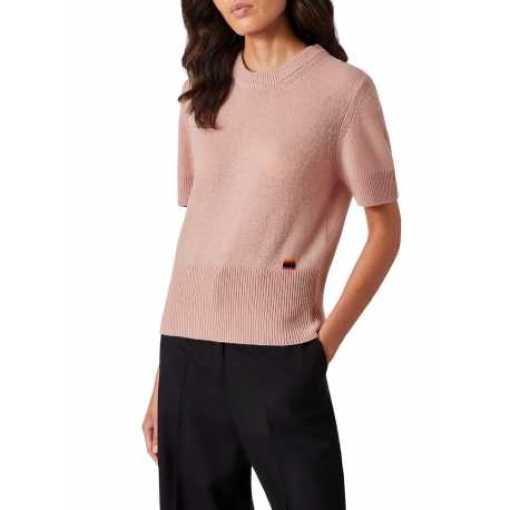 Paul Smith Kortemouw Cashmere Sweater met Artist Stripe Pink Dames