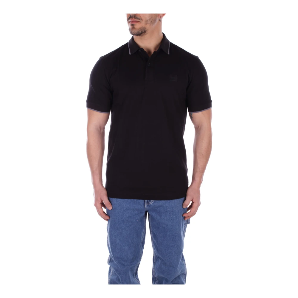 Hugo Boss Zwart Logo Front Polo Shirt Black Heren