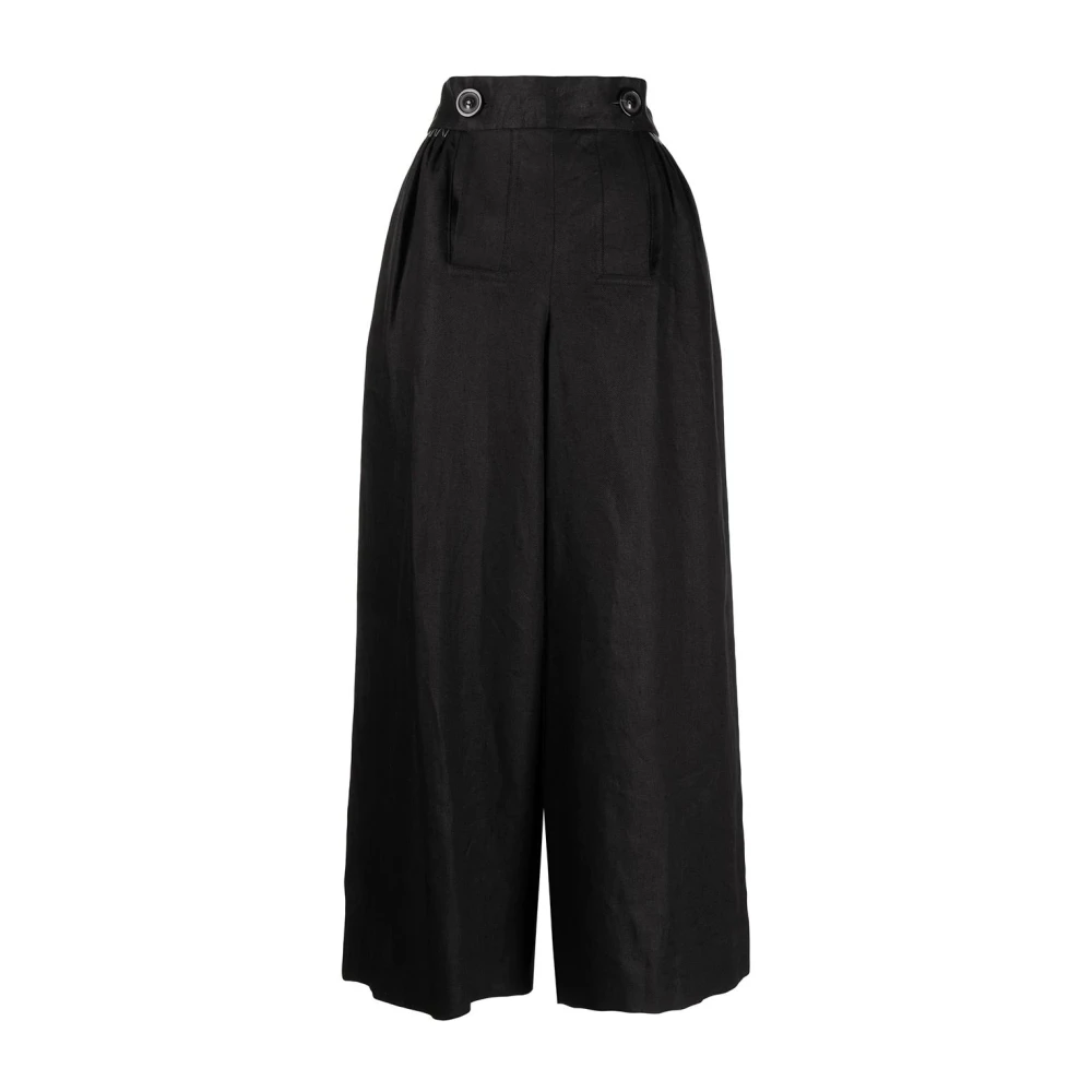 Maison Margiela Damen Schwarz E Leinenhose