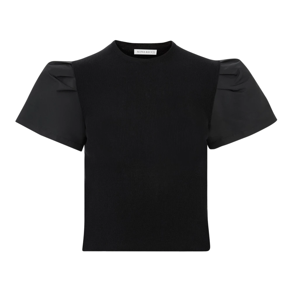 Nina Ricci T-Shirt MET Peplum Kort Black Dames