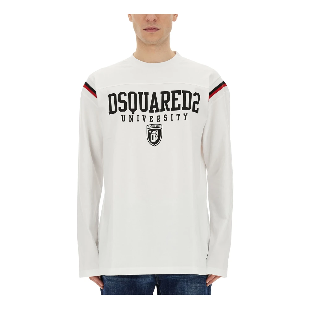 Dsquared2 White Long Sleeve T-Shirts, Male, S, Varsity Fit Tee