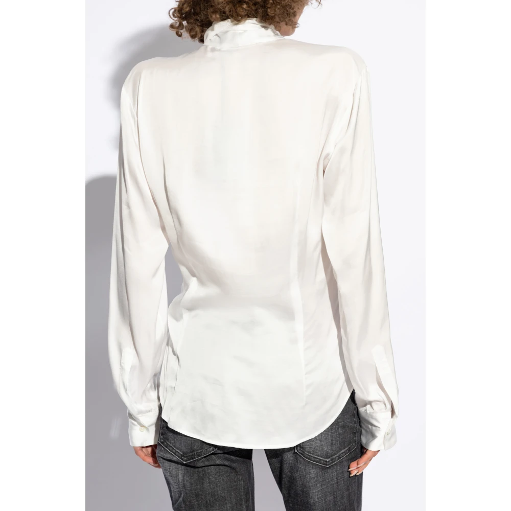 Dsquared2 Shirt met decoratieve strik bij de halslijn White Dames
