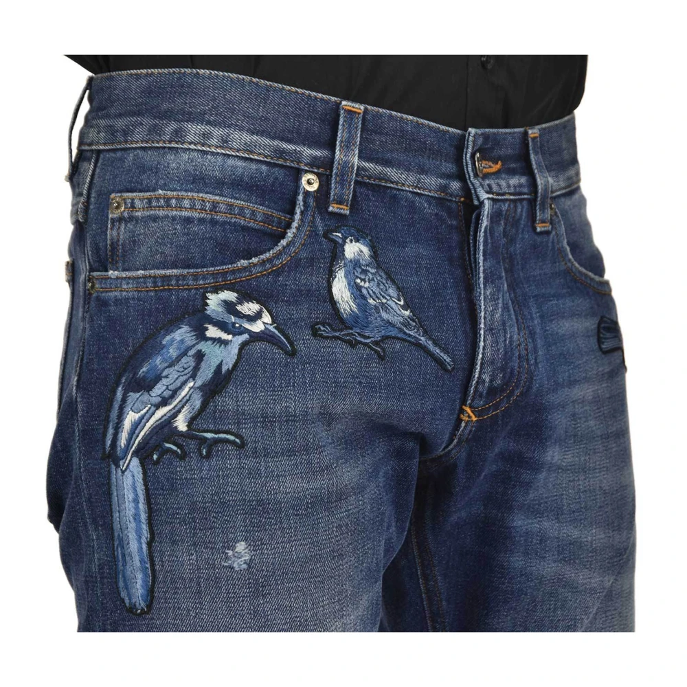 Dolce & Gabbana Gouden Slim-fit Jeans voor Heren Blue Heren