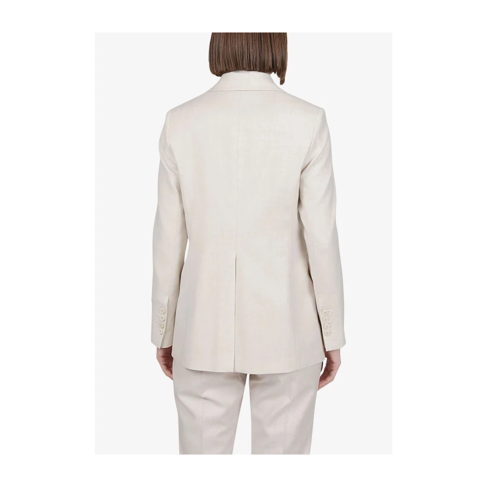 Eleventy Double-breasted wollen jas in stretchflanel Beige Dames