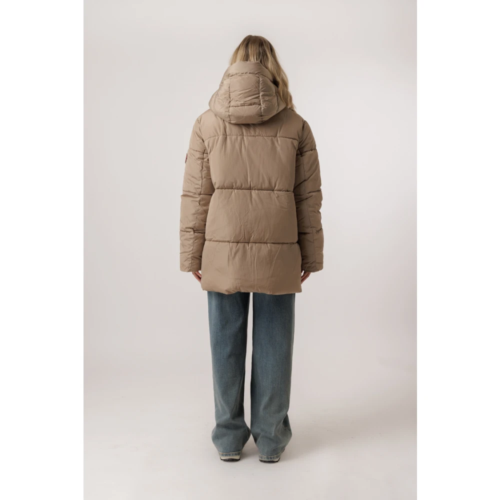 Ottod'Ame Steen Lichtgewicht Pufferjas met capuchon Brown Dames