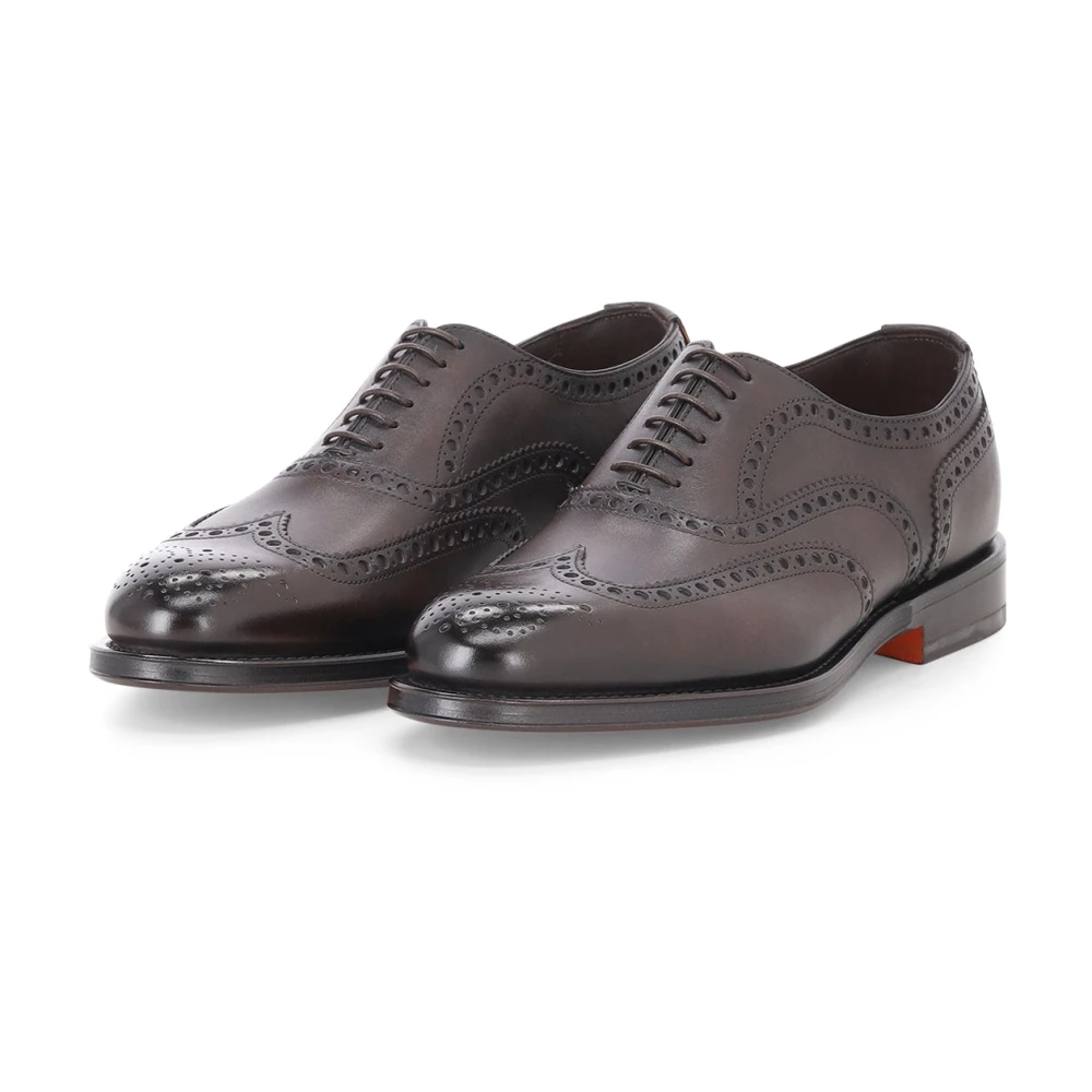 Santoni Men's Brown Lace-Up Shoe - Dress Shoes - 10 Uk - Shoes