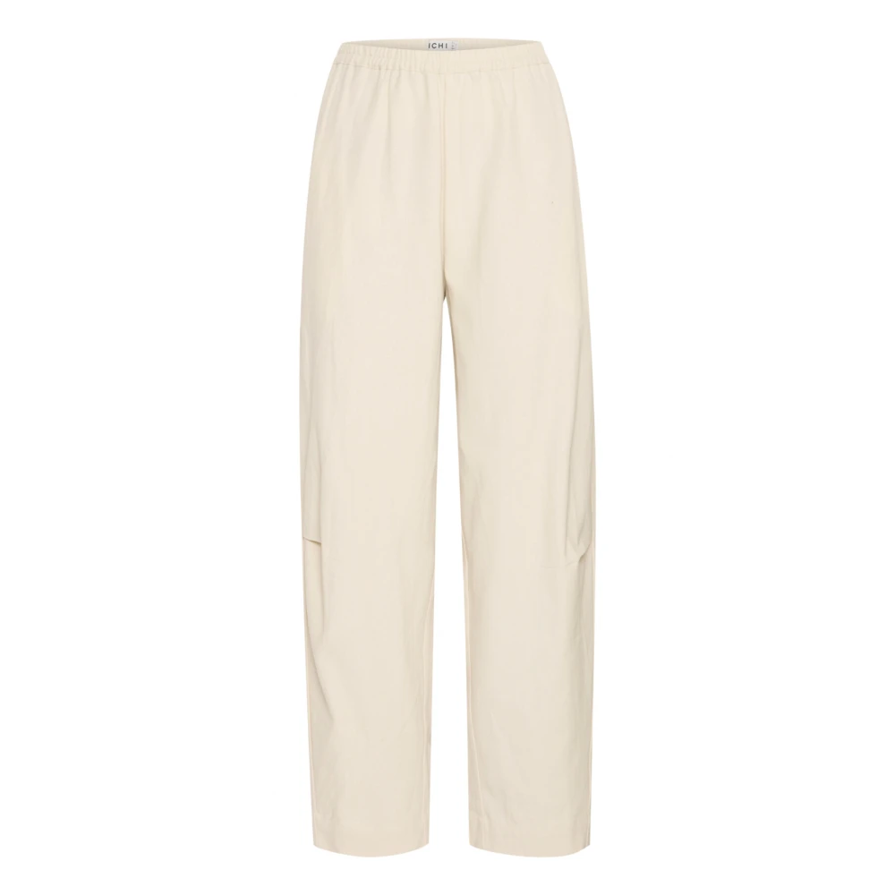 Ichi Broek met wijde pijpen Almond Milk Beige Dames