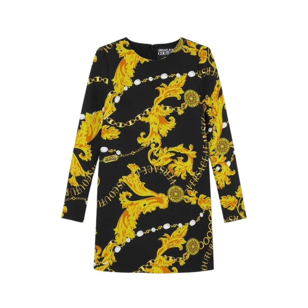 Versace Jeans Couture Iconische Rechte Jurk met Polyester Mix Black Dames
