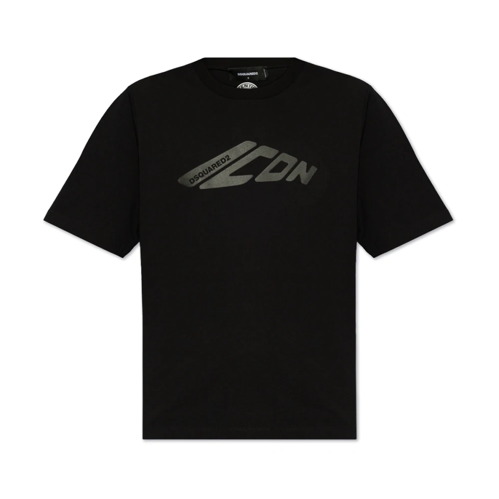 Dsquared2 T-shirt met bedrukt logo Black Dames