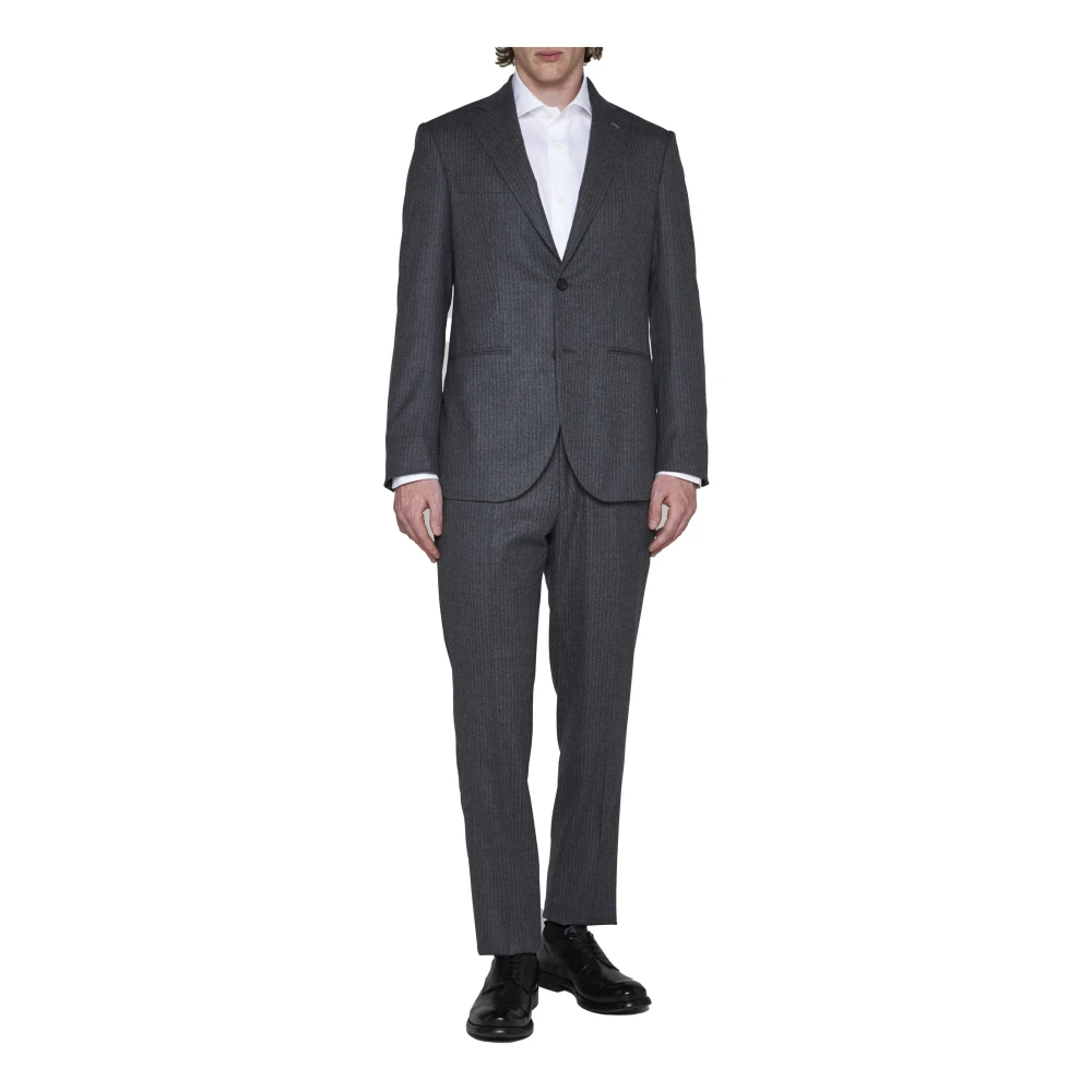 D4.0 Pinstripe Blazer met Broche Detail Gray Heren