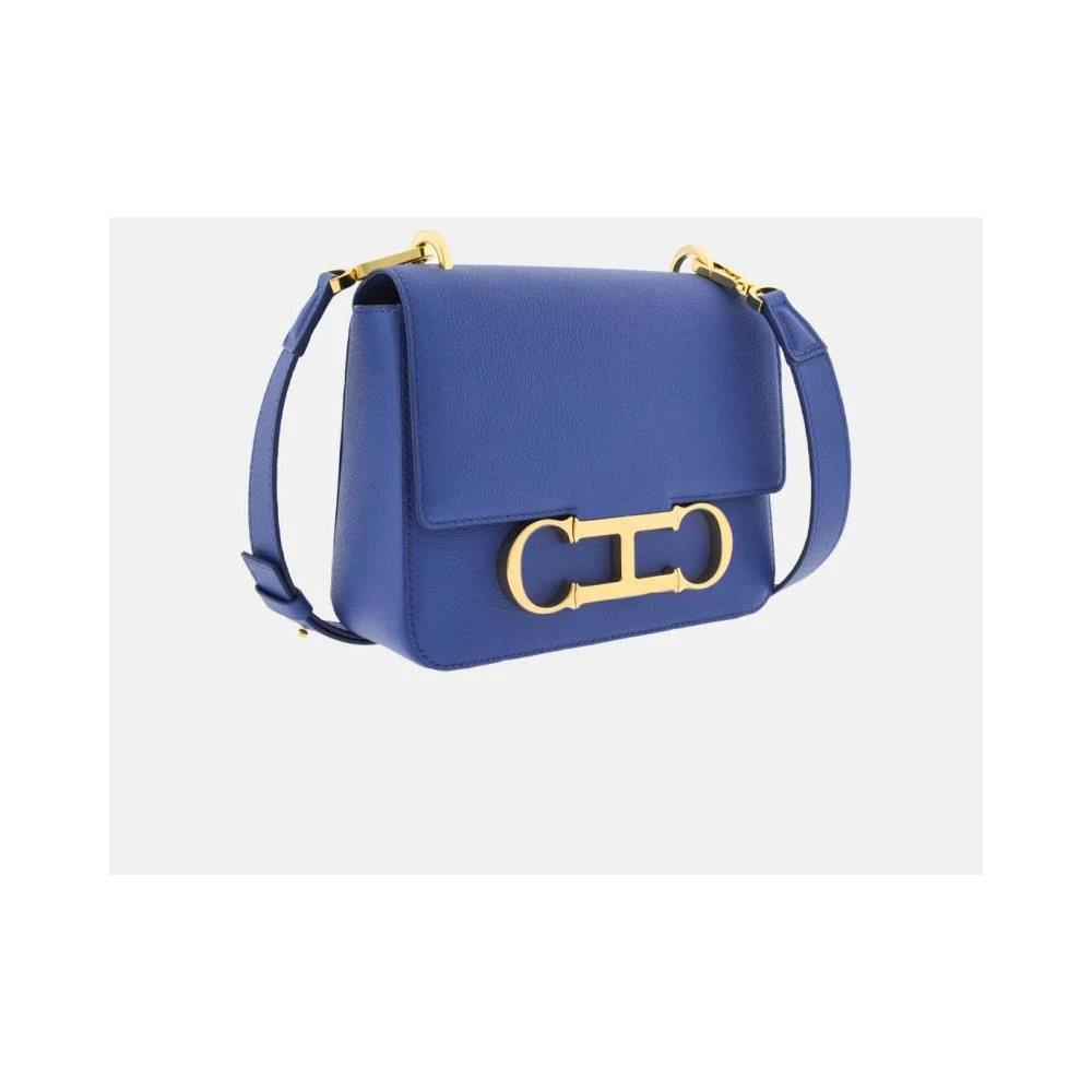 Carolina Herrera Blauwe Initials Insignia Leren Tas Blue Dames