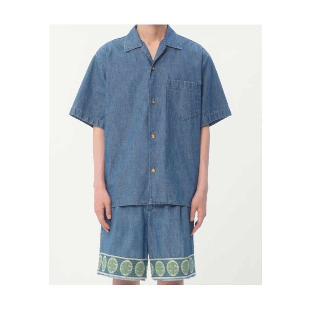 Valentino Denim Overhemd Blue Heren
