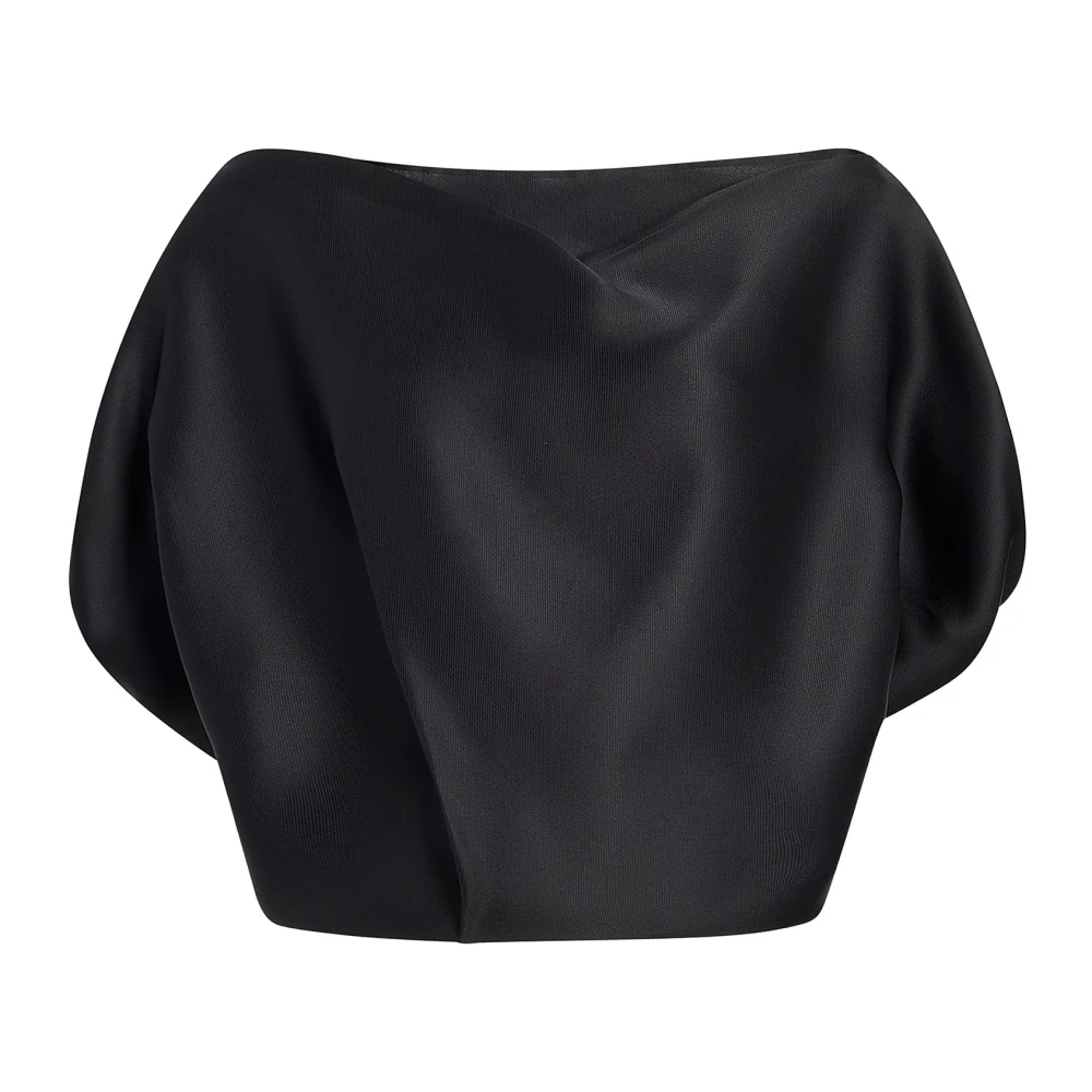 Khaite Zwarte Zijden Boothals Blouse Black Dames