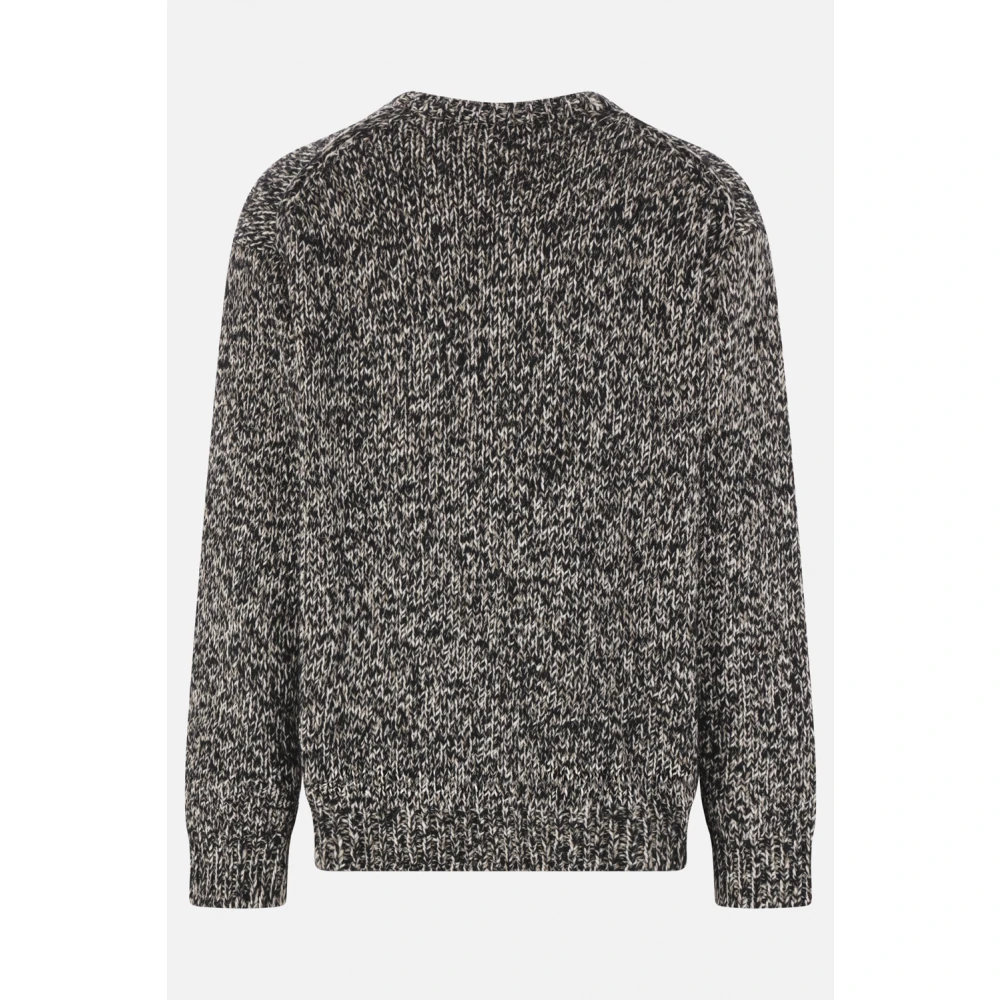 Yohji Yamamoto Zwarte Bicolor Wol en Zijde Trui Black Heren