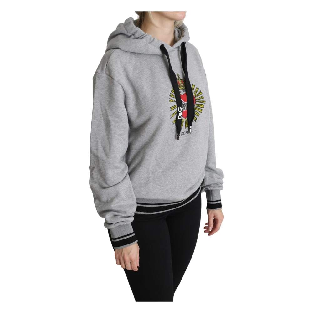 Dolce & Gabbana Luxe Hoodie van Grijs Katoen Gray Dames