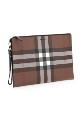 Large Check E-Canvas Zip Pouch