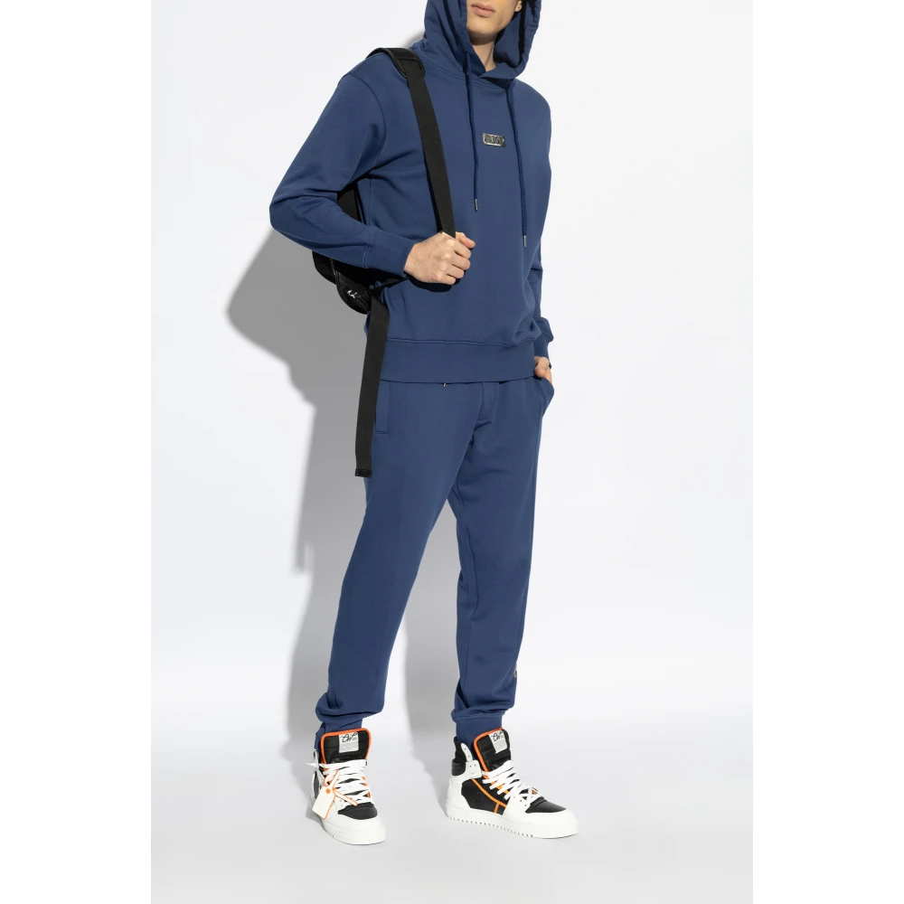 Versace Jeans Couture Sweatshirt met logo applicatie Blue Heren