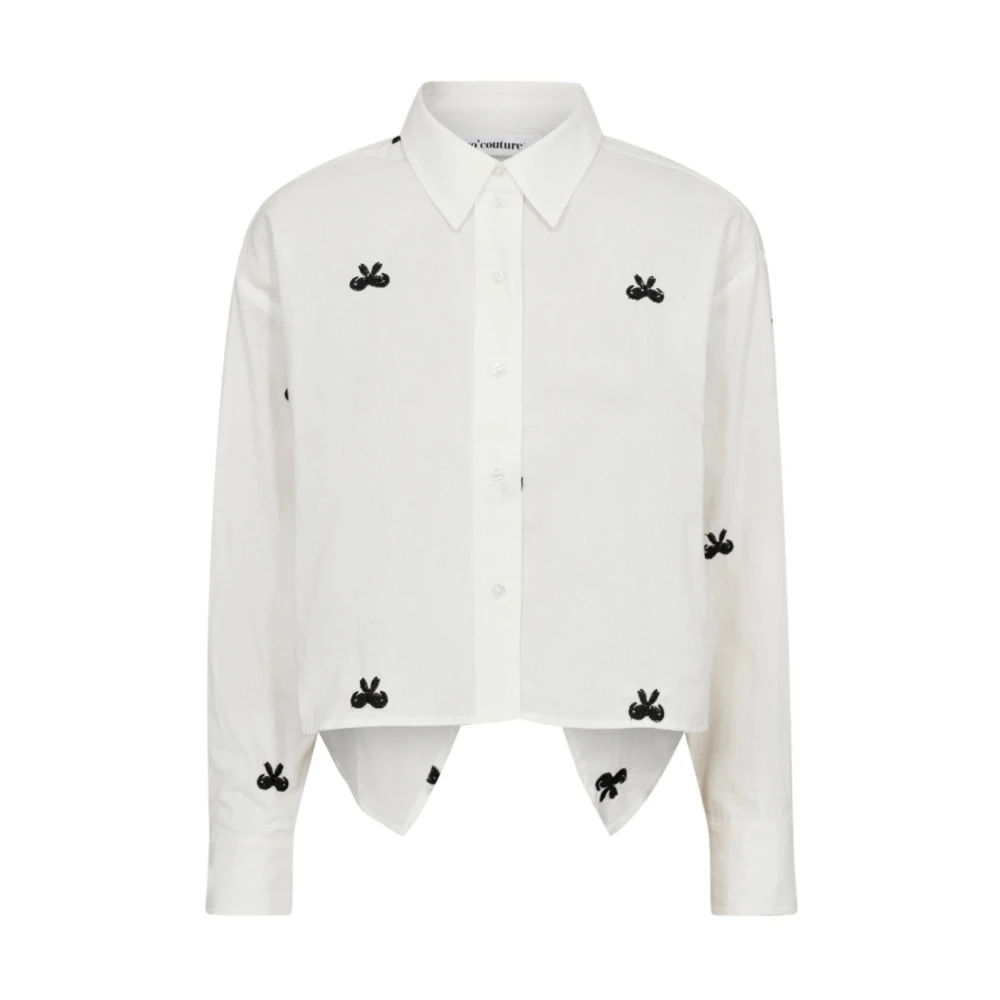 Co'Couture Witte blouse met geborduurde strikjes White Dames