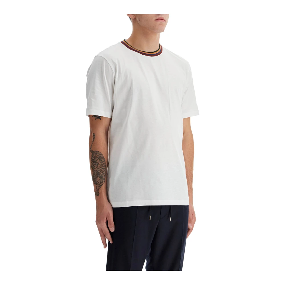 PS By Paul Smith Gestreept Geribbeld T-shirt Lichtgewicht Katoen White Heren