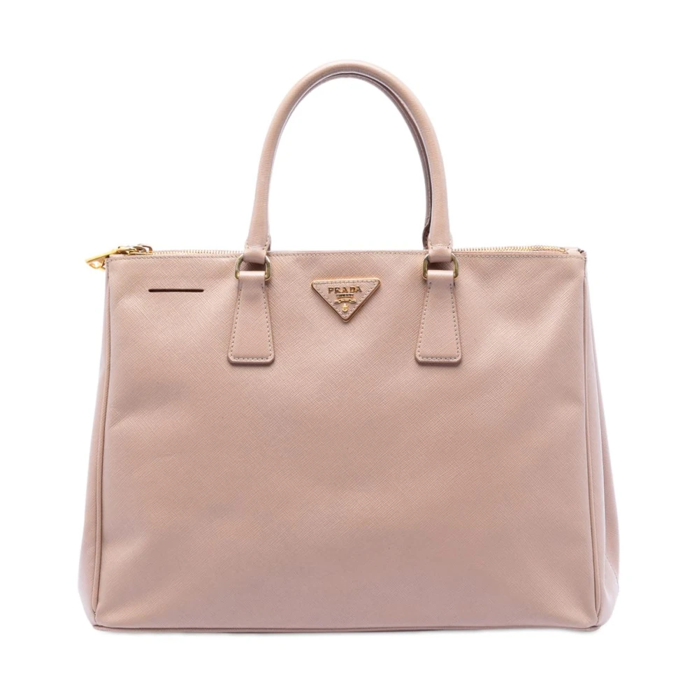 Prada Vintage Women's Beige Pre-Owned Structured Leather Tote Bag