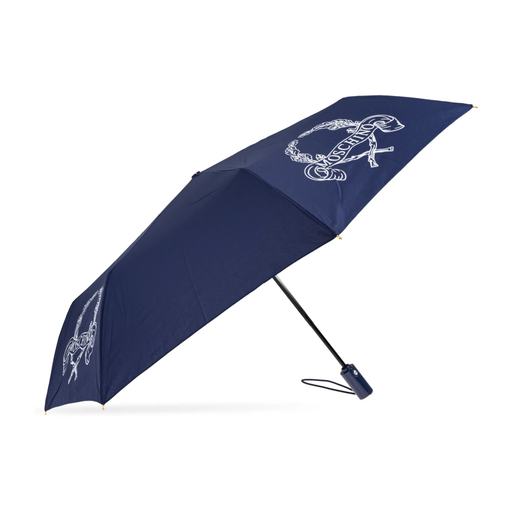 Moschino Unisex Blå Accessoarer One Size, Polyester, Folding Umbrella