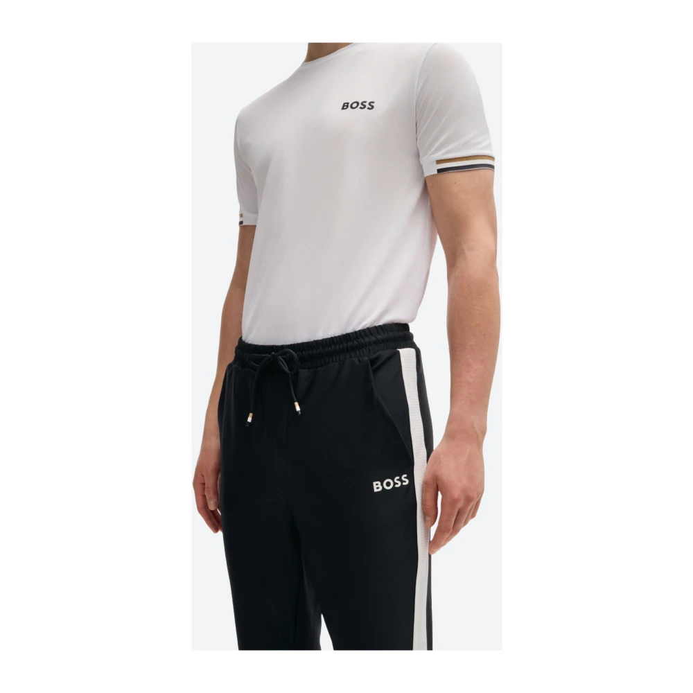 Hugo Boss Sweatpants met contrastlogo en zijstrepen Black Heren