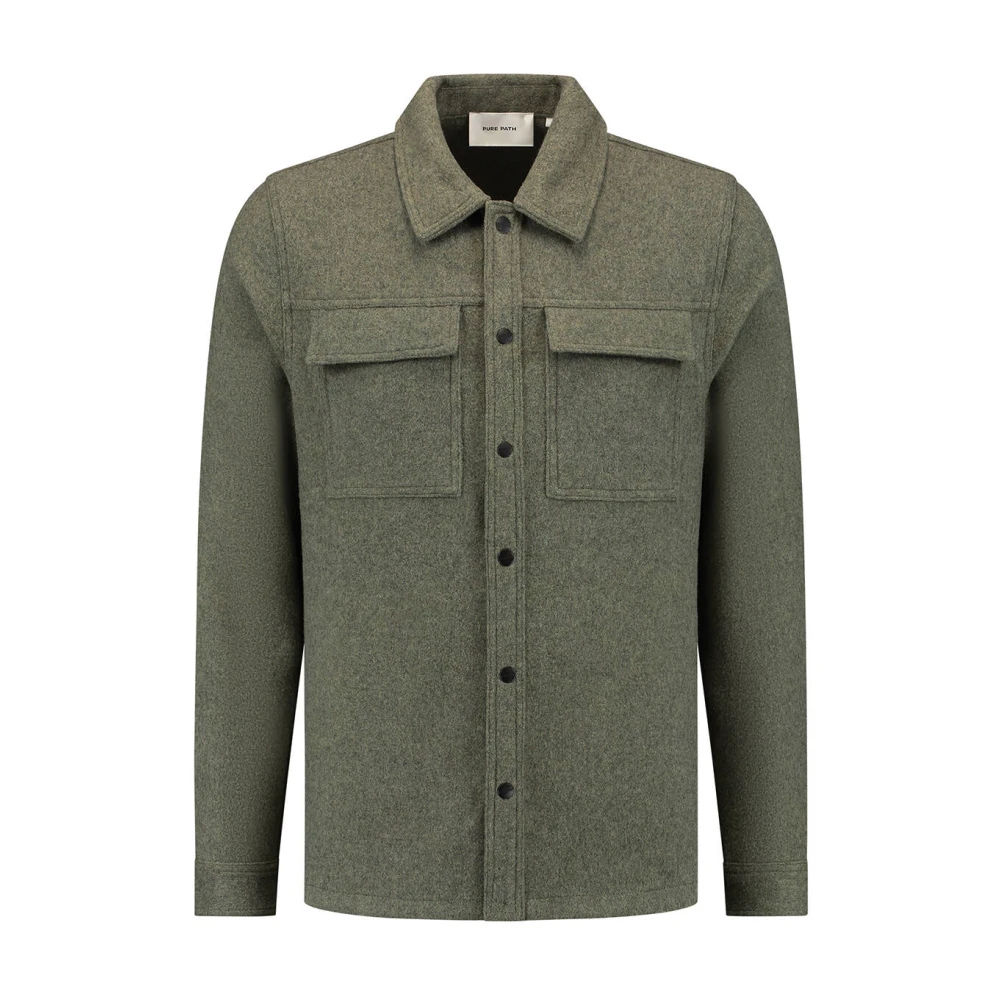 Pure Path Lange Mouw Regular Fit Overhemd Green Heren