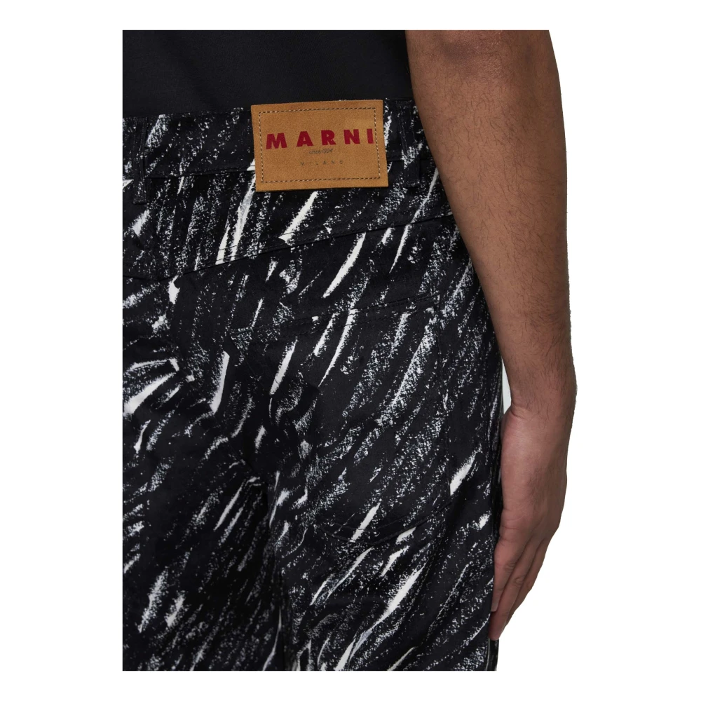 Marni Grafische Print Zwarte Denim Jeans Black Heren