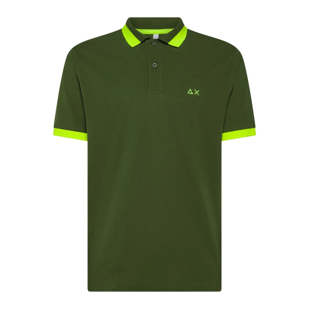 Sun68 Polo Shirt met Contrast Kraag en Korte Mouwen Green Heren