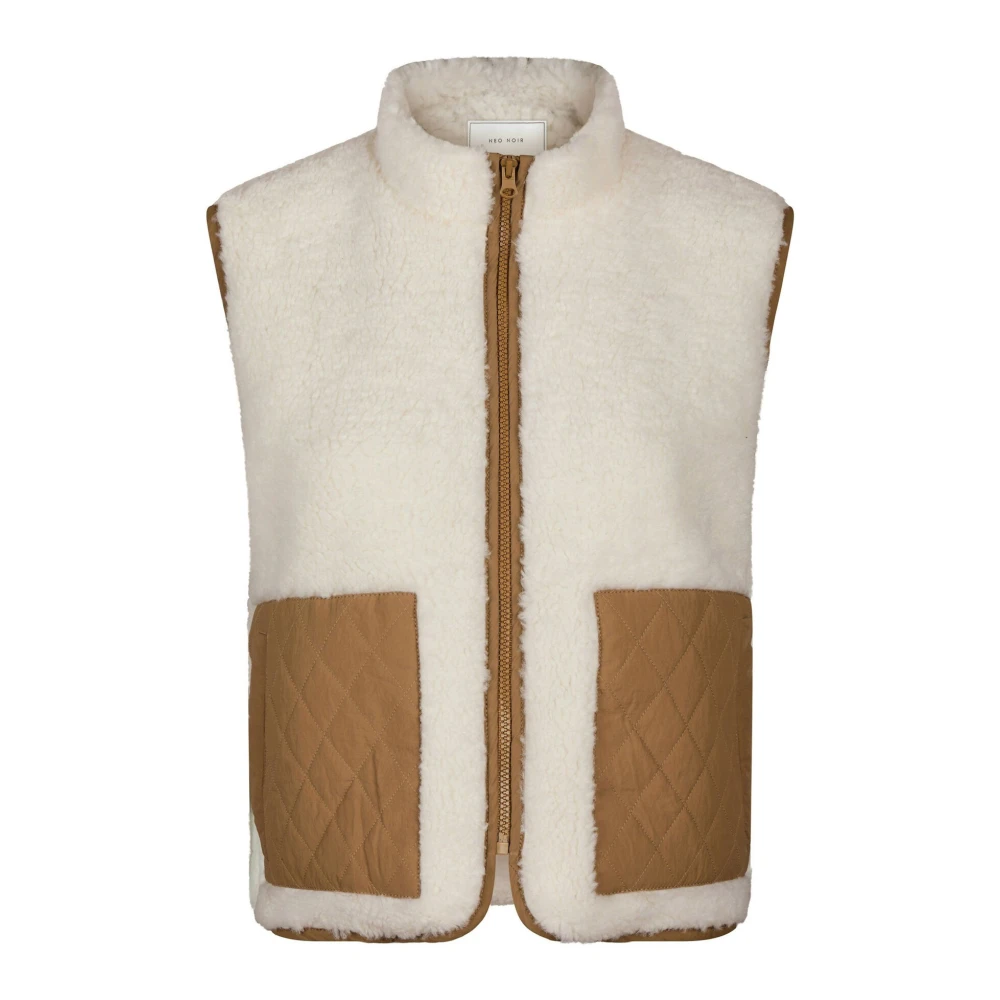 NEO NOIR Off White Teddy Vest met Zakken White Dames