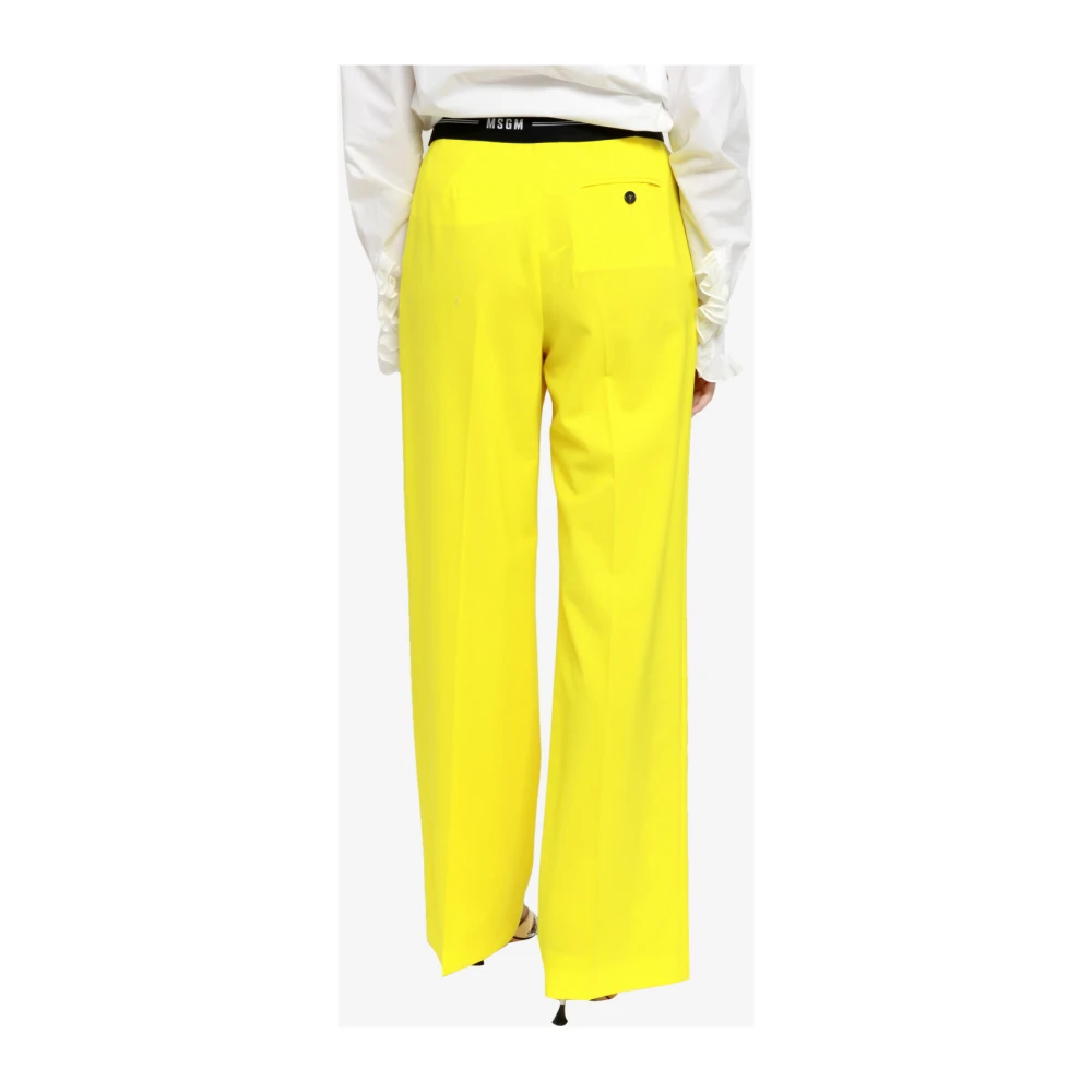 Msgm Gele Wollen Broek Rechte Pijp Yellow Dames