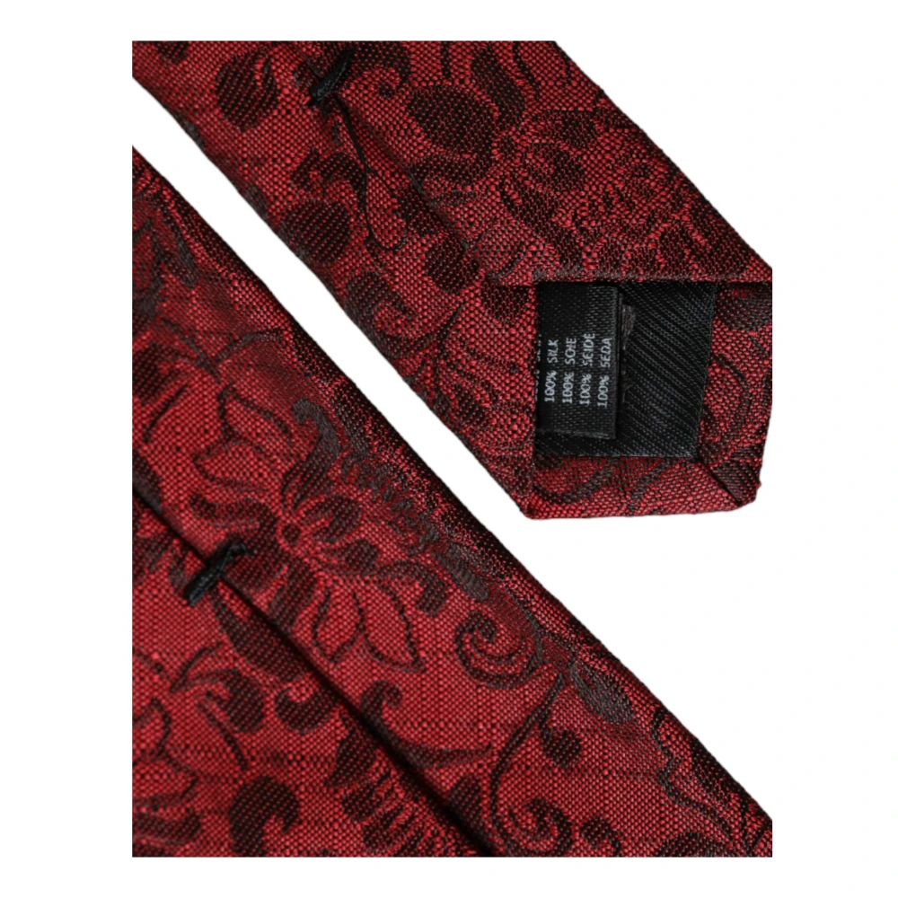 Dolce & Gabbana Rode Bloemen Brokaat Zijden Stropdas Red Heren