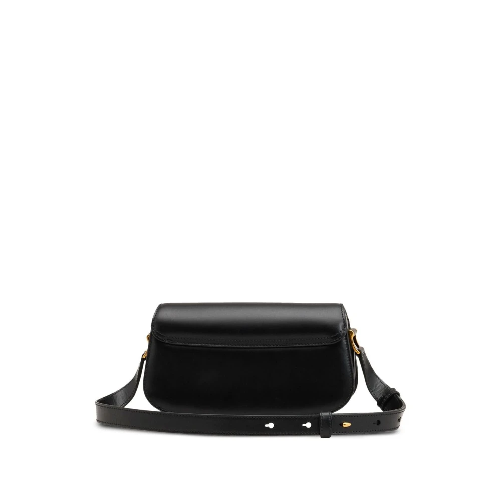 Ami Paris Zwarte Leren Schoudertas met Gouden Hardware Black Dames