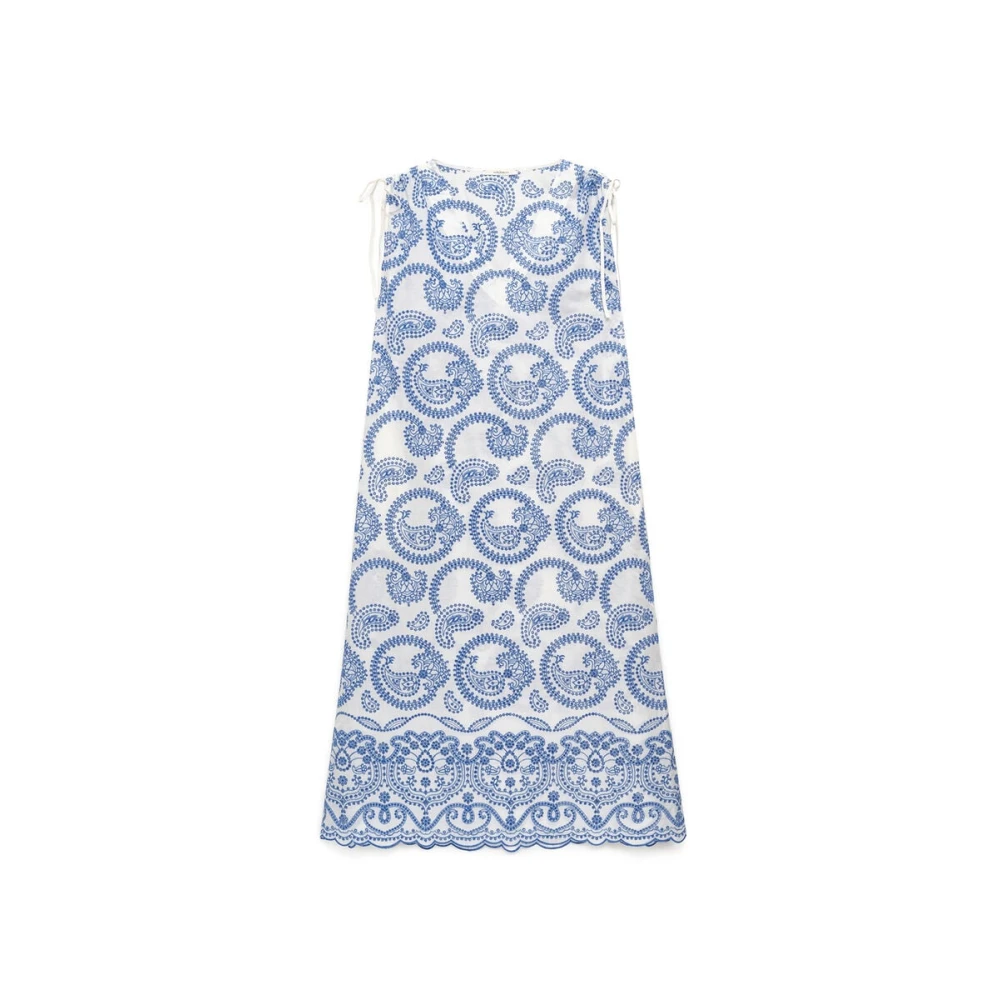 Maliparmi Women's Blue Midi Dresses, Xl, Broderie Anglaise Dress
